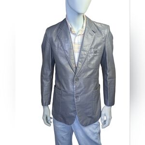 Vintage Members Only Leather Blazer Jacket | Men’s 42 | Slate Grey